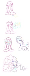 Size: 800x2000 | Tagged: safe, artist:kryptchild, pinkie pie, rarity, earth pony, pony, unicorn, comic, female, kissing, lesbian, pinkamena diane pie, raripie, sad, shipping