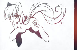 Size: 1095x705 | Tagged: safe, artist:mirroredsea, rainbow dash, pegasus, pony, cute, dashabetes, female, looking at you, mare, monochrome, sketch, smiling, solo, traditional art