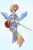 Size: 1276x1920 | Tagged: safe, artist:helloiamyourfriend, derpibooru import, rainbow dash, human, armor, armor skirt, belly button, clothes, cute, fanfic, fanfic art, humanized, midriff, sandals, shield, skirt, solo, sword, unconvincing armor, weapon, wings