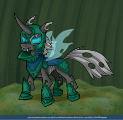 Size: 900x880 | Tagged: safe, artist:php13, shining armor, changeling, pony, unicorn, armor, askchrysalis, changeling officer, changelingified, knight, solo, warrior