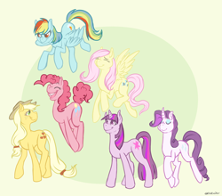 Size: 1624x1432 | Tagged: safe, artist:dogribs, derpibooru import, applejack, fluttershy, pinkie pie, rainbow dash, rarity, twilight sparkle, earth pony, pegasus, pony, unicorn, mane six