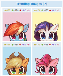 Size: 334x399 | Tagged: safe, artist:mirroredsea, screencap, applejack, pinkie pie, rainbow dash, rarity, earth pony, pegasus, pony, unicorn, cute, derpibooru, female, juxtaposition, looking at you, mare, meta, peeking, raribetes