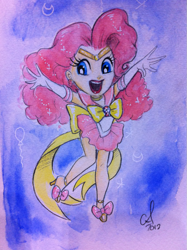 Size: 765x1024 | Tagged: safe, artist:amy mebberson, pinkie pie, human, cosplay, humanized, sailor moon, sailor scout