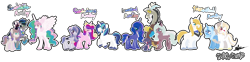 Size: 4073x1011 | Tagged: safe, artist:karsismf97, derpibooru import, king sombra, prince blueblood, princess cadance, princess celestia, shining armor, trixie, alicorn, hybrid, pony, unicorn, alternate hairstyle, beard, bluetrix, celestibra, female, good king sombra, interspecies offspring, lunacord, male, mare, missing cutie mark, offspring, parent:discord, parent:king sombra, parent:prince blueblood, parent:princess cadance, parent:princess celestia, parent:princess luna, parent:shining armor, parent:trixie, parents:bluetrix, parents:celestibra, parents:lunacord, parents:shiningcadance, shiningcadance, shipping, straight