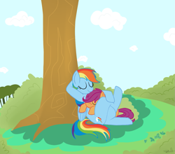 Size: 1347x1185 | Tagged: safe, artist:zombiethegreat, rainbow dash, scootaloo, pegasus, pony, scootalove, sleeping