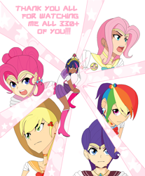 Size: 1258x1521 | Tagged: safe, artist:mattmankoga, derpibooru import, applejack, fluttershy, pinkie pie, rainbow dash, rarity, twilight sparkle, humanized, mane six, parody, pretty cure