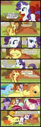 Size: 1500x4577 | Tagged: safe, artist:foxy-noxy, derpibooru import, applejack, berry punch, berryshine, fluttershy, lyra heartstrings, pinkie pie, rainbow dash, rarity, roseluck, twilight sparkle, earth pony, pegasus, pony, unicorn, bald, comic, floppy ears, fluttertree, reality ensues, running of the leaves