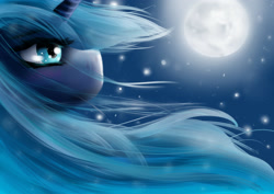 Size: 3507x2480 | Tagged: safe, artist:neko-solaris, princess luna, alicorn, pony, moon, night, s1 luna, signature, solo