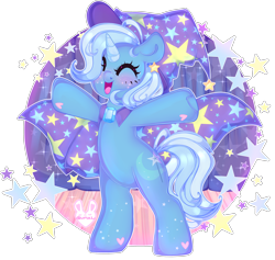 Size: 3790x3591 | Tagged: safe, artist:bunxl, derpibooru import, trixie, pony, unicorn, cape, clothes, cute, diatrixes, eyes closed, female, hat, mare, smiling, solo, trixie's cape, trixie's hat