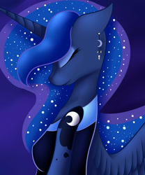Size: 2500x3000 | Tagged: safe, artist:midfire, princess luna, anthro, eyes closed, profile, solo