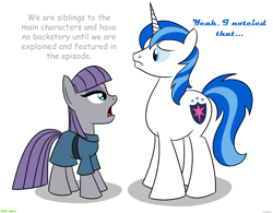 Size: 1876x1462 | Tagged: safe, artist:mofetafrombrooklyn, maud pie, shining armor, pony, unicorn, fridge logic, meta, wrong