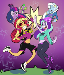 Size: 825x975 | Tagged: safe, artist:7los7, derpibooru import, midnight sparkle, sci-twi, spike, spike the regular dog, starlight glimmer, sunset satan, sunset shimmer, trixie, twilight sparkle, dog, equestria girls, crossover, equal sign, toejam and earl