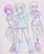 Size: 811x984 | Tagged: safe, artist:orochivanus, derpibooru import, fuchsia blush, lavender lace, trixie, equestria girls, drawing, female, sketch, traditional art, trixie and the illusions