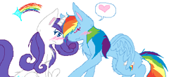 Size: 405x179 | Tagged: safe, artist:tsukaimonboom, rainbow dash, rarity, pegasus, pony, unicorn, female, lesbian, raridash, shipping