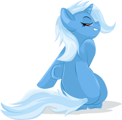 Size: 1505x1481 | Tagged: safe, artist:ostichristian, derpibooru import, trixie, pony, unicorn, back, female, mare, smiling, solo, underhoof