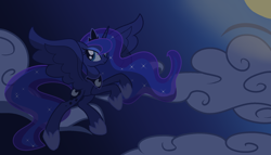 Size: 2100x1200 | Tagged: safe, artist:geraritydevillefort, princess luna, alicorn, pony, detailed background, female, mare, solo