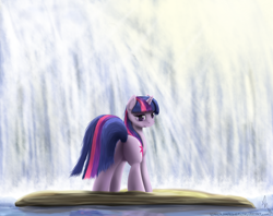 Size: 900x713 | Tagged: safe, artist:sonicrainboom93, derpibooru import, twilight sparkle, plot, solo, waterfall