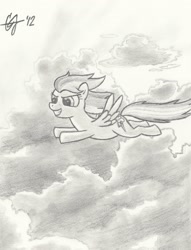 Size: 2642x3456 | Tagged: safe, artist:kingpivot001, rainbow dash, pegasus, pony, high res, solo, traditional art