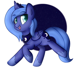 Size: 872x800 | Tagged: safe, artist:aniowo, princess luna, alicorn, pony, filly, s1 luna, smiling, solo, woona, younger