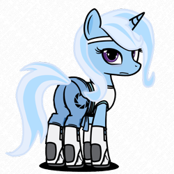 Size: 1024x1024 | Tagged: safe, artist:christiancerda, derpibooru import, trixie, pony, unicorn, aperture science, female, looking at you, looking back, mare, my little portal, plot, portal (valve), vector