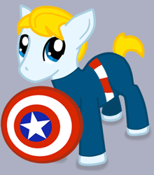 Size: 329x374 | Tagged: safe, artist:licklesoxy, captain america, ponified, shield, solo