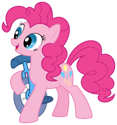 Size: 4663x5000 | Tagged: safe, artist:zutheskunk traces, pinkie pie, earth pony, pony, absurd resolution, simple background, transparent background, unicycle, vector, vector trace