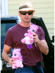 Size: 456x602 | Tagged: safe, pinkie pie, g3.5, newborn cuties, hugh jackman, irl, photo, toy