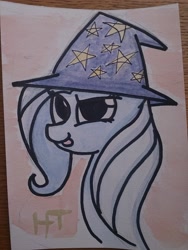 Size: 3096x4128 | Tagged: safe, artist:hansboyardee, derpibooru import, trixie, pony, unicorn, female, mare, photo, solo, tongue out, traditional art