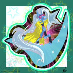 Size: 1280x1280 | Tagged: safe, artist:wispywinterwind, derpibooru import, trixie, pony, unicorn, female, jubilee, mare, parody, solo, x-men