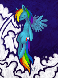 Size: 900x1200 | Tagged: safe, artist:divinisity, rainbow dash, pegasus, pony, detailed background, female, mare, solo