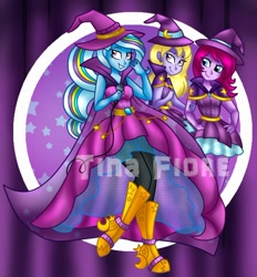 Size: 540x581 | Tagged: safe, artist:tinacrazy29, derpibooru import, fuchsia blush, lavender lace, trixie, equestria girls, rainbow rocks, female, trixie and the illusions