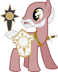 Size: 3000x3717 | Tagged: safe, artist:ruinedomega, oc, oc only, oc:silver morning, earth pony, pony, beard, fantasy class, knight, paladin, shield, solo, standing, sword, warcraft, warrior, world of warcraft