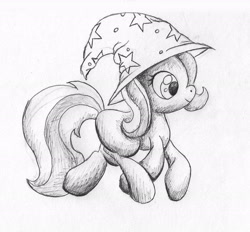 Size: 2074x1925 | Tagged: safe, artist:seenty, derpibooru import, trixie, pony, unicorn, biro sketch, female, filly, mare, monochrome, solo, younger