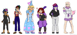 Size: 1936x900 | Tagged: safe, artist:ladyanidraws, derpibooru import, applejack, pinkie pie, rainbow dash, rarity, twilight sparkle, humanized, natural hair color