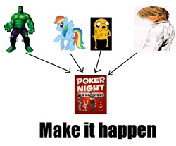 Size: 1118x926 | Tagged: safe, rainbow dash, pegasus, pony, death note, exploitable meme, jake the dog, light yagami, make it happen, meta, poker night at the inventory, the incredible hulk