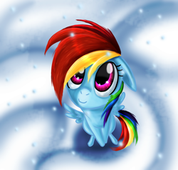 Size: 1274x1212 | Tagged: safe, artist:myhysteria, rainbow dash, pegasus, pony, smiling, snow, snowfall, solo