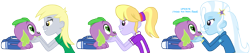 Size: 9681x2045 | Tagged: safe, derpibooru import, cloudy kicks, derpy hooves, spike, trixie, dog, equestria girls, backpack, bedroom eyes, derpyspike, female, heart eyes, hundreds of users filter this tag, love, male, shipping, simple background, smiling, spike gets all the mares, spike the dog, spikelove, spikicker, spixie, straight, transparent background, vector, wingding eyes