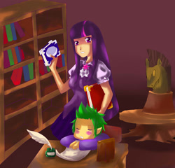 Size: 1736x1664 | Tagged: safe, artist:vosemsest, derpibooru import, spike, twilight sparkle, humanized