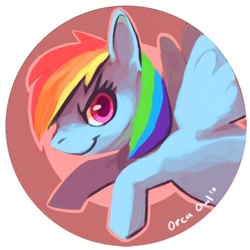 Size: 492x492 | Tagged: safe, artist:orcaowl, rainbow dash, pegasus, pony, female, looking at you, smiling, solo