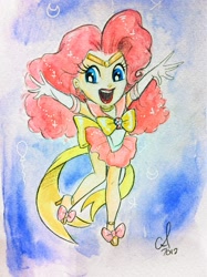 Size: 765x1024 | Tagged: safe, artist:amy mebberson, edit, pinkie pie, human, humanized, sailor moon, sailor scout