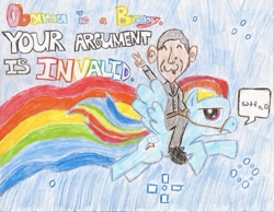 Size: 720x558 | Tagged: safe, artist:darklugia666, rainbow dash, human, barack obama, nyan cat, riding, wat