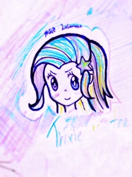 Size: 717x960 | Tagged: safe, artist:alaiseblouir, derpibooru import, trixie, human, cute, humanized, solo, traditional art