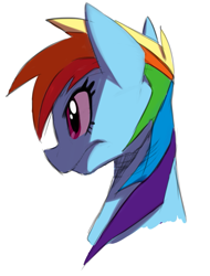 Size: 675x887 | Tagged: safe, artist:sunibee, rainbow dash, pegasus, pony, blue coat, female, mare, multicolored mane, profile, solo