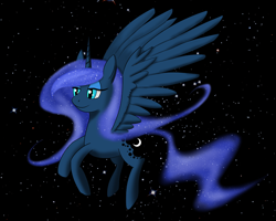 Size: 1000x800 | Tagged: safe, artist:lunaerix, princess luna, alicorn, pony, female, horn, mare, solo, space