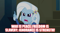 Size: 896x500 | Tagged: safe, derpibooru import, trixie, equestria girls, rainbow rocks, 1984, image macro, meme, text, trixie yells at everything