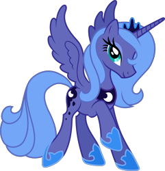 Size: 5610x5830 | Tagged: safe, artist:90sigma, princess luna, alicorn, pony, .svg available, absurd resolution, hair over one eye, looking at you, raised hoof, s1 luna, simple background, smiling, solo, transparent background, vector