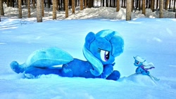 Size: 2048x1152 | Tagged: safe, artist:hihin1993, derpibooru import, trixie, pony, blue, irl, japan, photo, plushie, self ponidox, snow