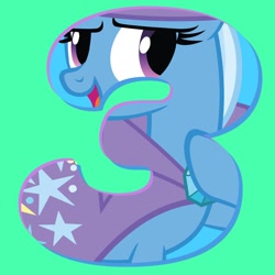 Size: 800x800 | Tagged: safe, artist:discoveryfamily, derpibooru import, trixie, pony, season 9, 3, countdown, discovery family, green background, hype, number, official, season 9 countdown, simple background, solo