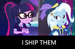 Size: 838x546 | Tagged: safe, derpibooru import, edit, sci-twi, trixie, twilight sparkle, better together, equestria girls, spring breakdown, twilight under the stars, female, lesbian, sci-twixie, shipping, shipping domino, twixie