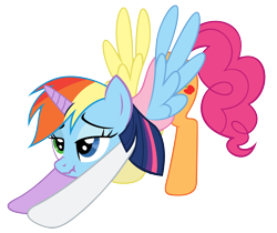 Size: 4000x3357 | Tagged: safe, derpibooru import, applejack, fluttershy, pinkie pie, rainbow dash, rarity, twilight sparkle, chimera, earth pony, pony, unicorn, appleflaritwidashpie, bedroom eyes, exploitable meme, fusion, heterochromia, iwtcird, mane six, scrunchy face, simple background, stretching, transparent background, vector, what has science done